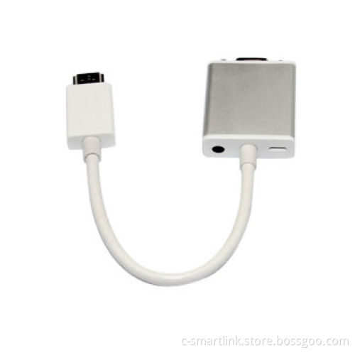 HDMI to VGA Cable, M/F, Aluminum Shell with Audio Output, Micro USB for Charging
